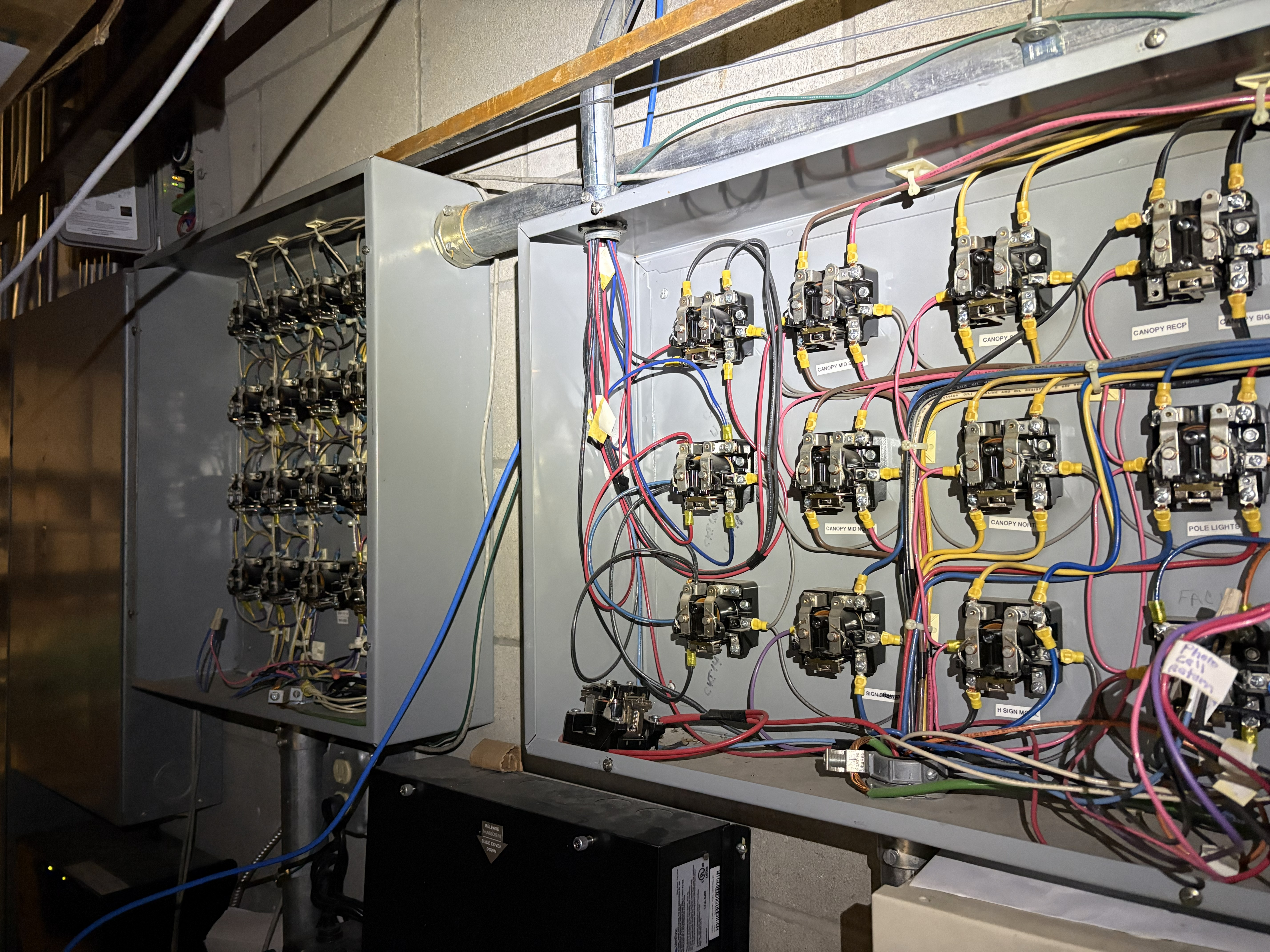 Commercial electrical service equipment installation at a fueling facility